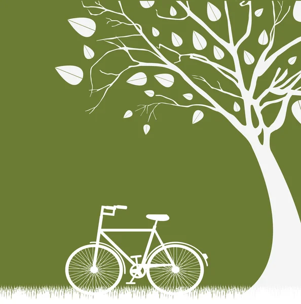 Träd och cykel — Stock vektor