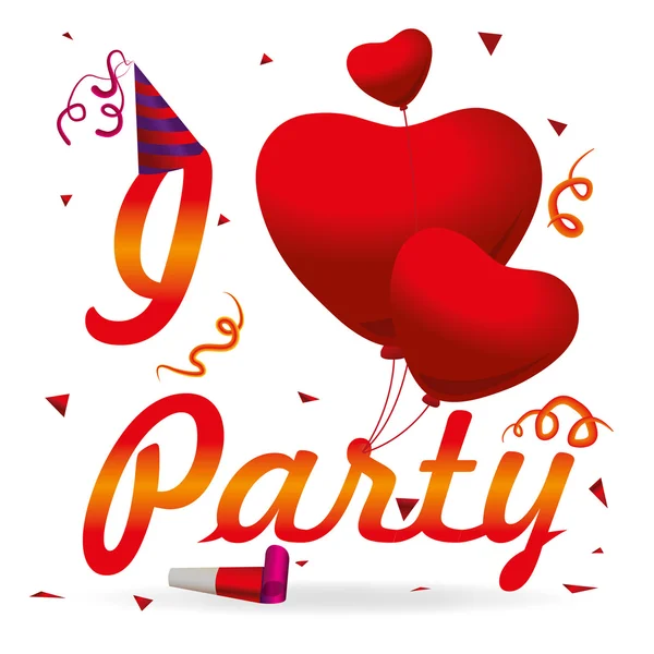I love party — Stock Vector