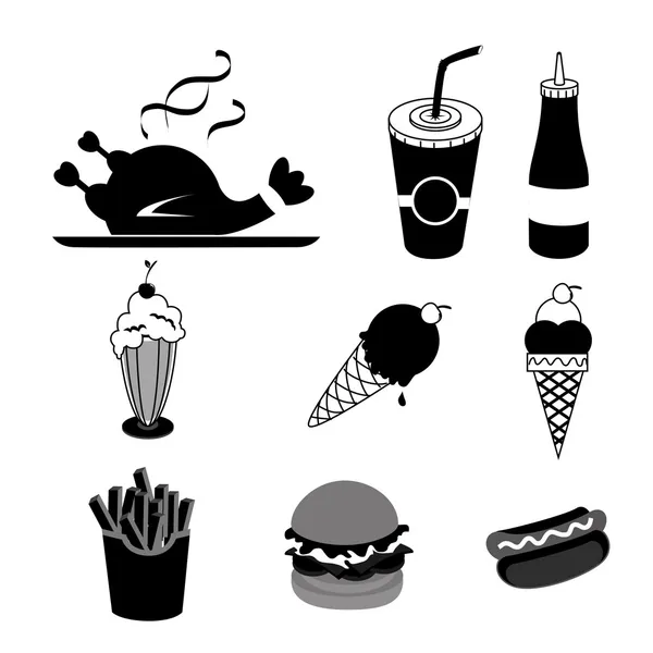 Food and drinks silhouettes — Stock Vector