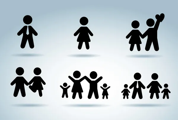 Family silhouettes — Stock Vector