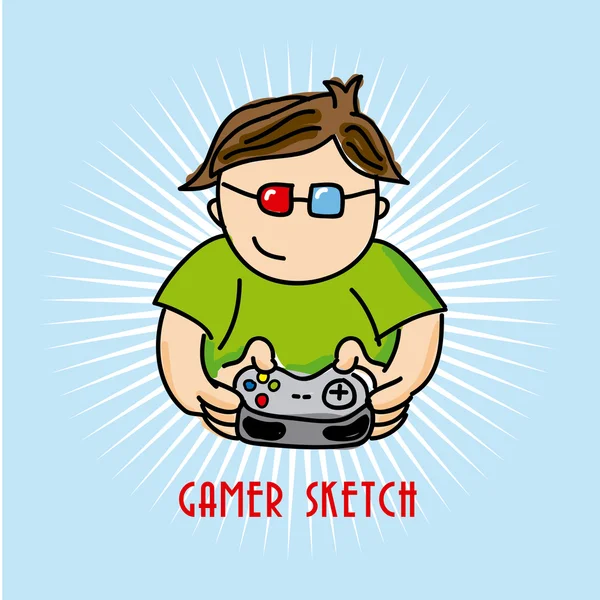 Gamer sketch — Stock Vector