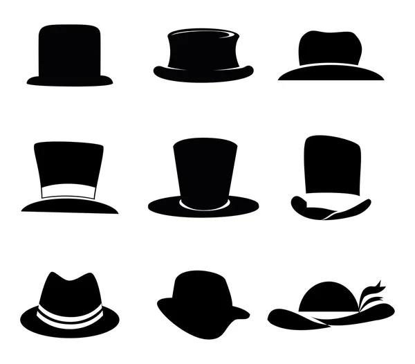 Ícones de chapéus — Vetor de Stock