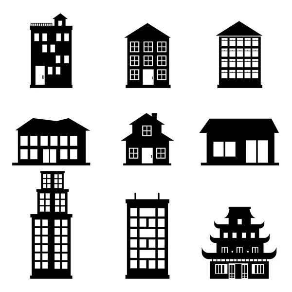Ícones de edifícios — Vetor de Stock