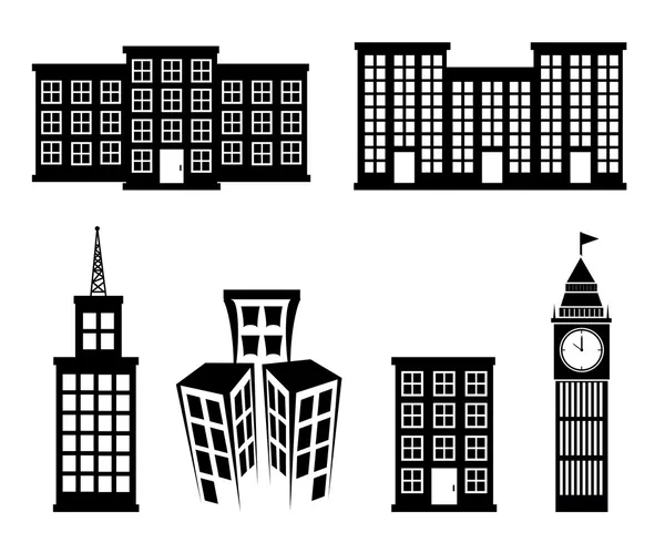 Iconos de edificios — Vector de stock