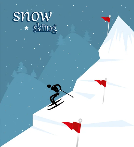 Esqui na neve — Vetor de Stock