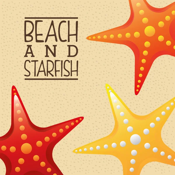Praia e Starfish —  Vetores de Stock
