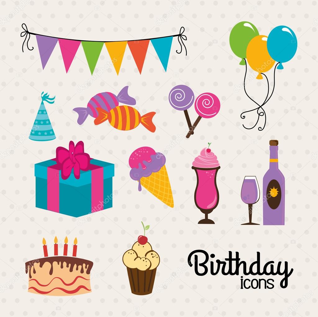 Geburtstagsikone - Vektorgrafik: lizenzfreie Grafiken © yupiramos 32689621  Depositphotos