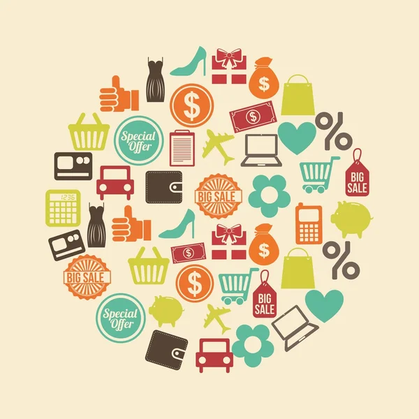 Iconos de compras — Vector de stock