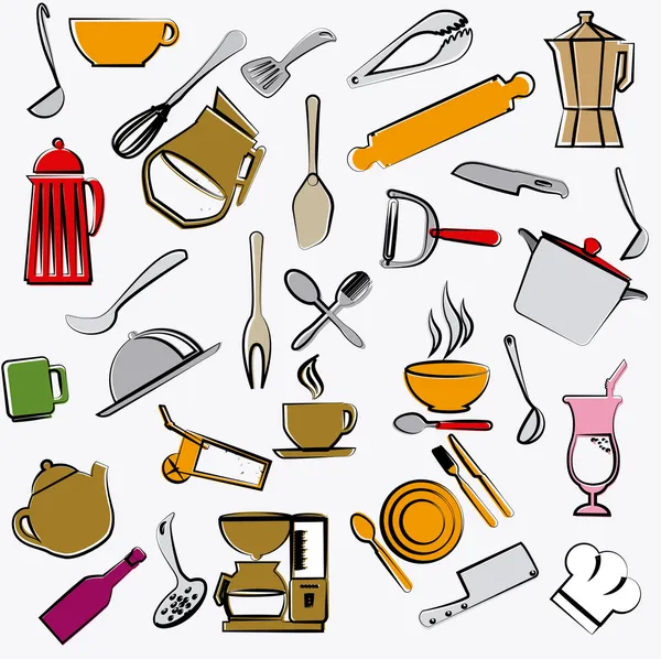 Кухонные иконы — стоковый вектор