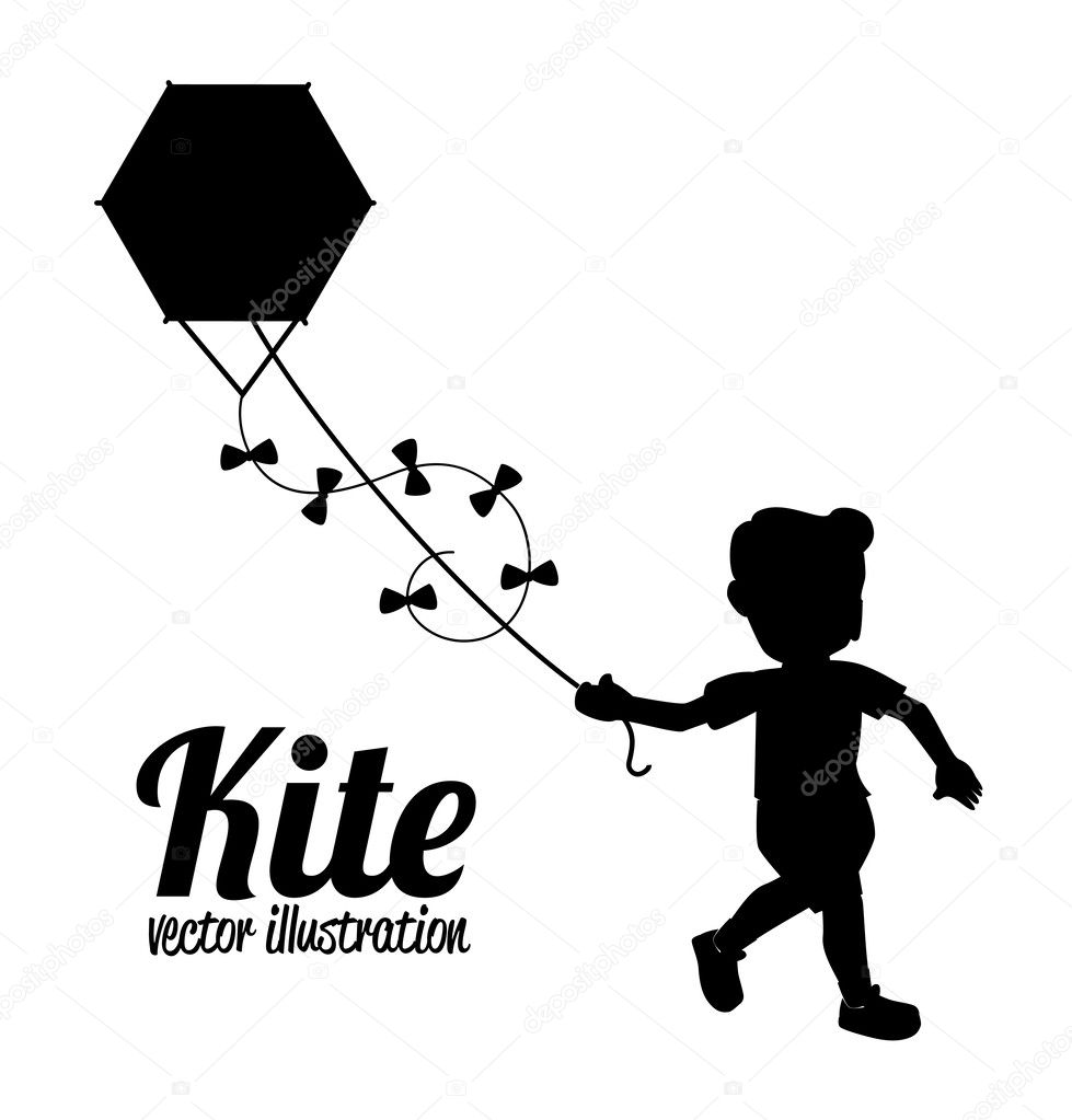 boy with kite drawing