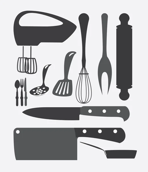 Restaurant and kitchen related symbols on tiled background 1
