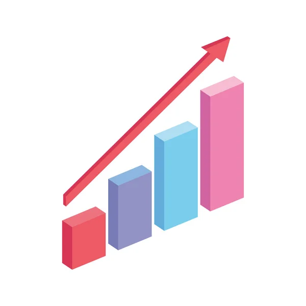 Estatísticas barras e seta —  Vetores de Stock