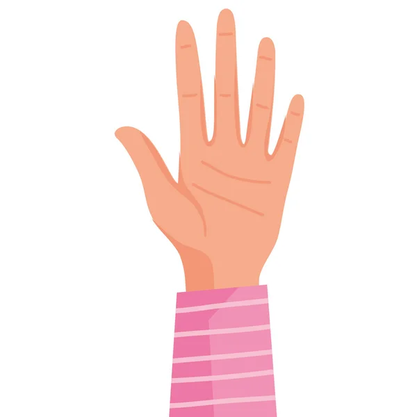 Hand met roze mouw — Stockvector