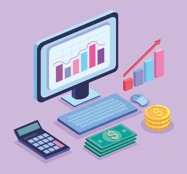 Icone desktop e finanziarie — Vettoriale Stock