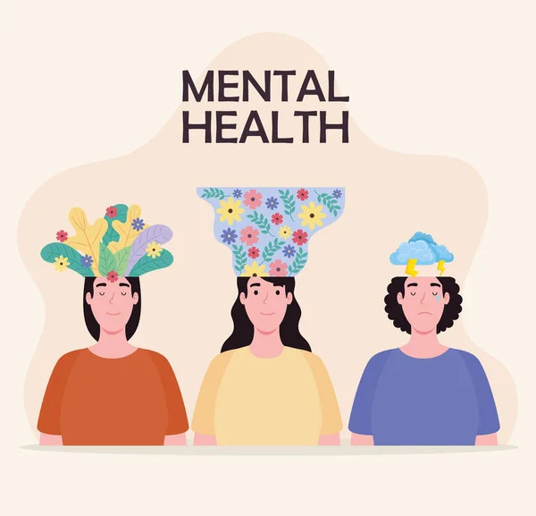 Santé mentale trois femmes — Image vectorielle