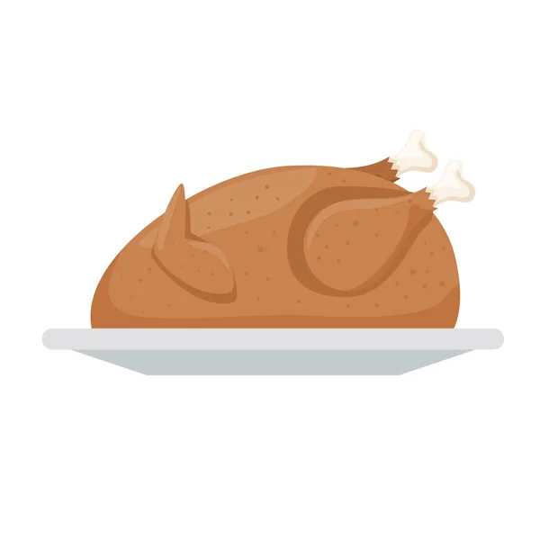 Pavo asado en plato — Vector de stock