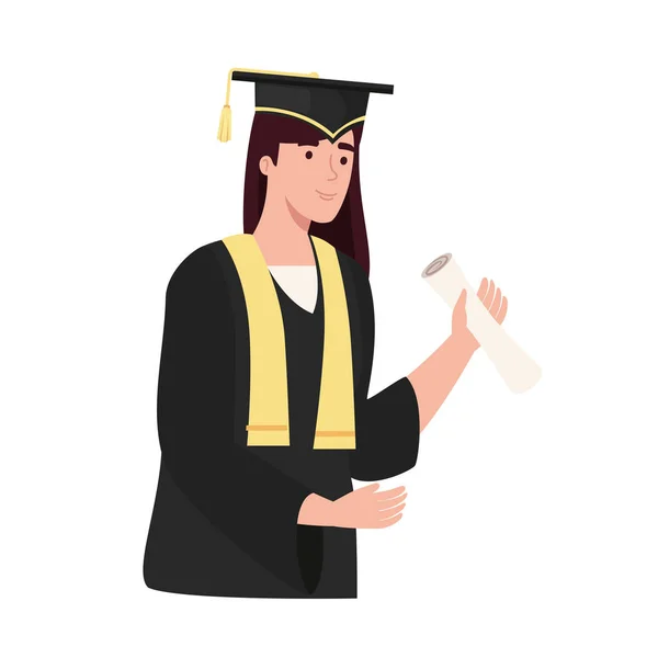 Γυναίκα απόφοιτος με πιστοποιητικό — Διανυσματικό Αρχείο