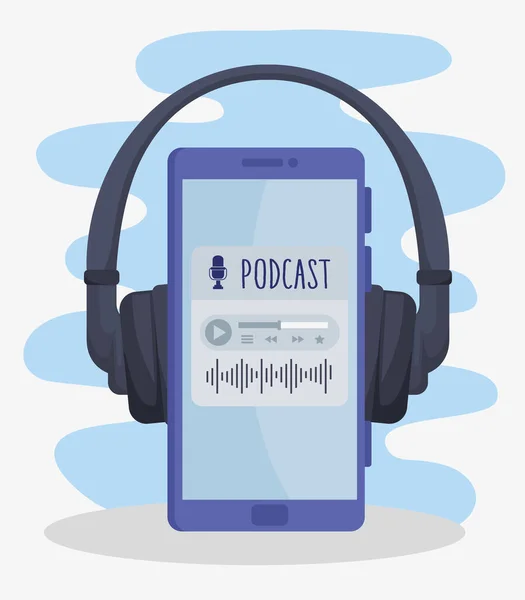 Podcast app i smartphone — Stock vektor