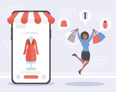 Akıllı telefon ve mutlu kadın.