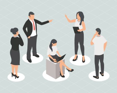 beş kişi ve analiz simgesi