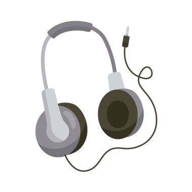 Kablolu siyah kulaklık.