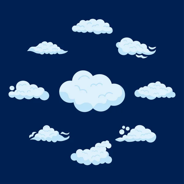 Nuvole cielo nove icone — Vettoriale Stock