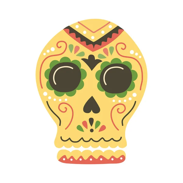 黄色のメキシコの頭蓋骨 — ストックベクタ