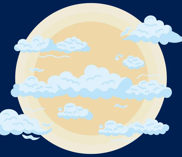 Clouds and fullmoon scene — Stock Vector