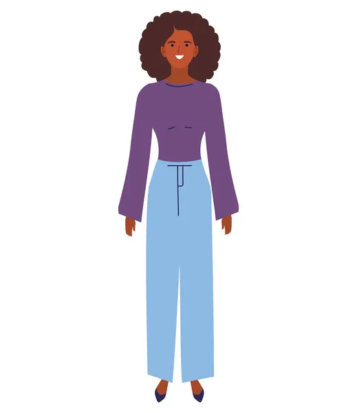 Afro jeune femme caractère — Image vectorielle
