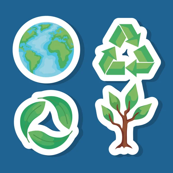 Quatro ícones eco friendly — Vetor de Stock
