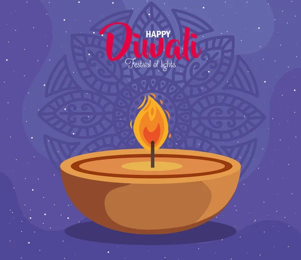Bougie de célébration diwali — Image vectorielle