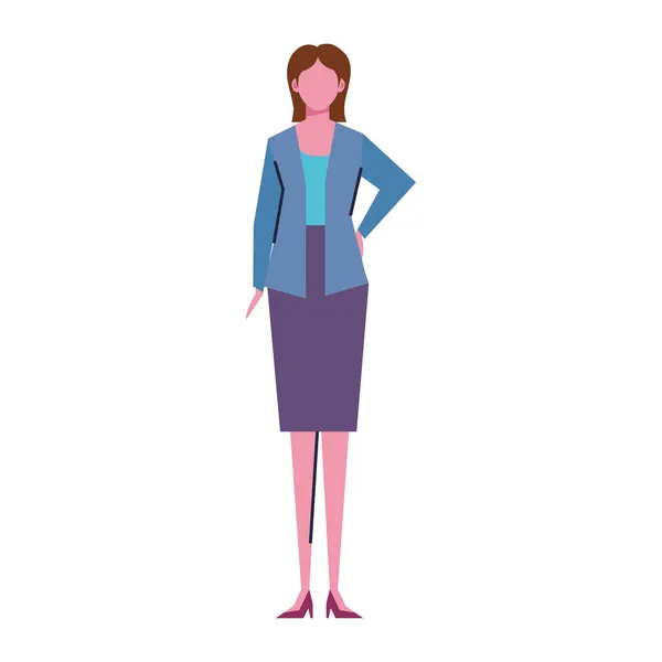 Mujer de negocios de pie carácter — Vector de stock