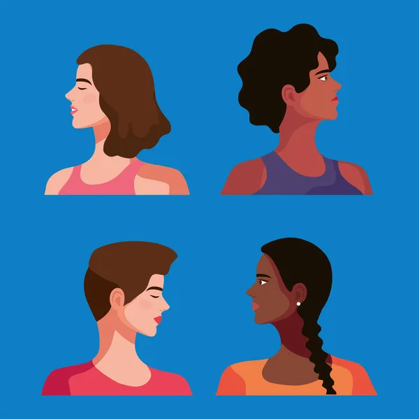 Vier schöne Frauenfiguren — Stockvektor