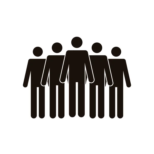 Vijf silhouetten figuren avatars — Stockvector