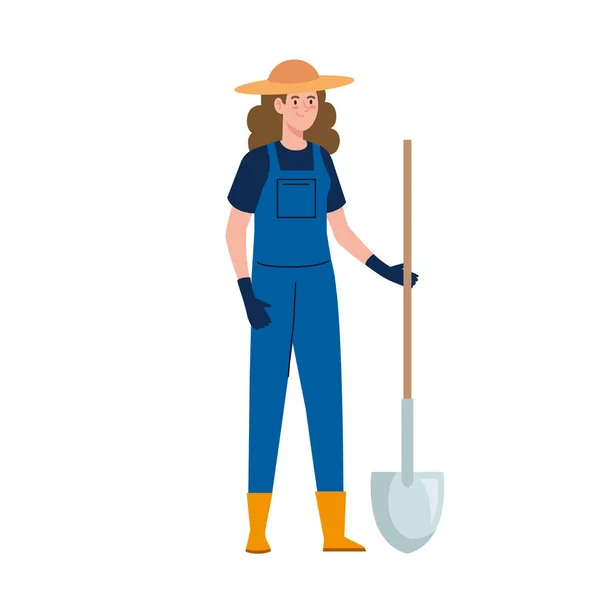 Kvinnliga jordbrukare med spade — Stock vektor