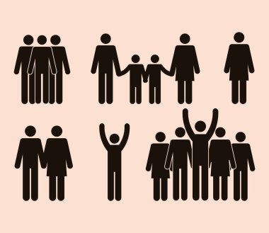 nüfus siluetleri altı simge