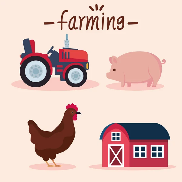 Four farming agriculture icons — Stock Vector