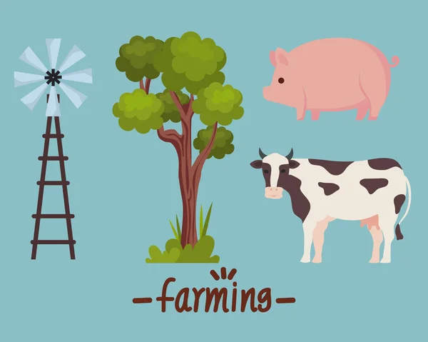 Farming four icons — Stock Vector