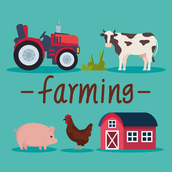 Cinco ícones da agricultura agrícola — Vetor de Stock