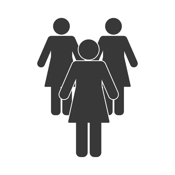 Trois avatars silhouettes féminines — Image vectorielle