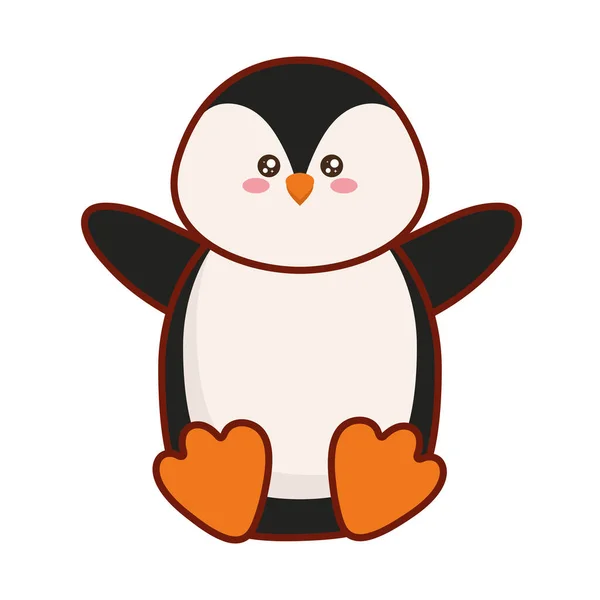 Şirin küçük kawaii pengueni — Stok Vektör