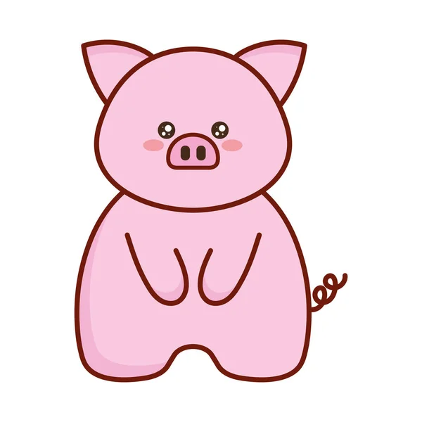 Niedliches kleines Kawaii-Schwein — Stockvektor