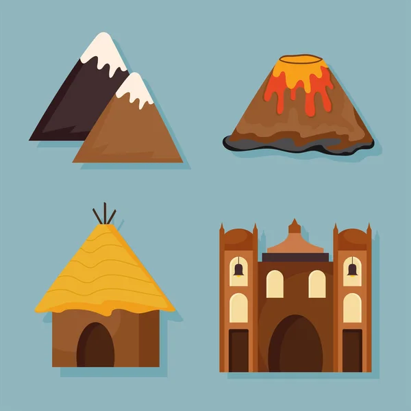 Peru country four icons — Stock Vector