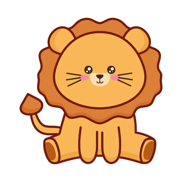 Roztomilý malý kawaii leon — Stockový vektor
