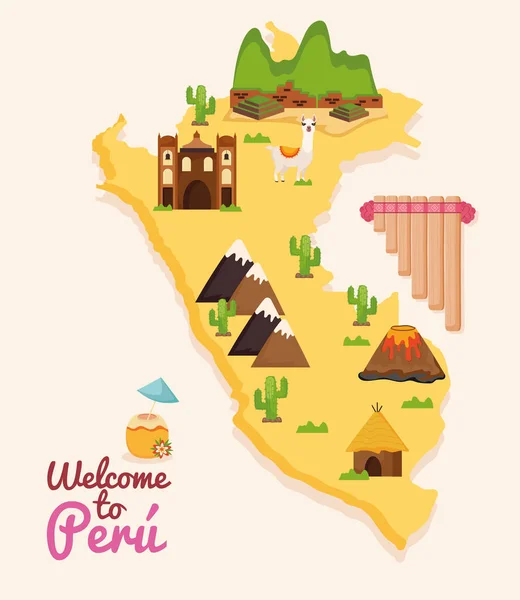 Witamy na plakacie Peru. — Wektor stockowy