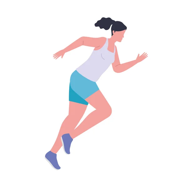 Femme courir vite dans le marathon — Image vectorielle