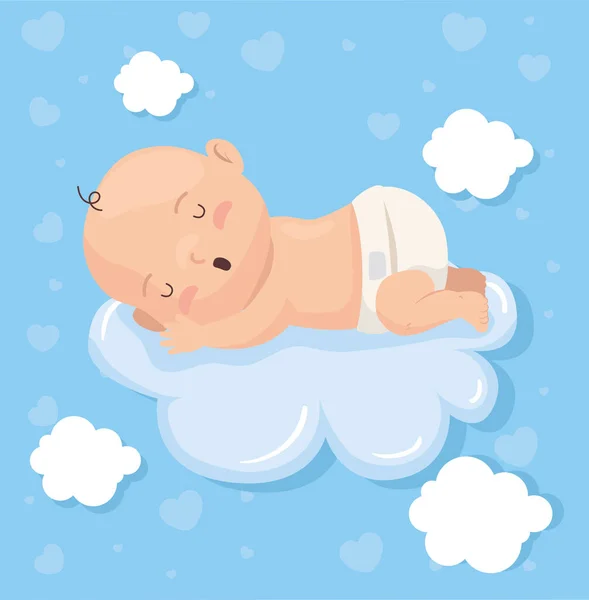 Schattige babyjongen slapen — Stockvector