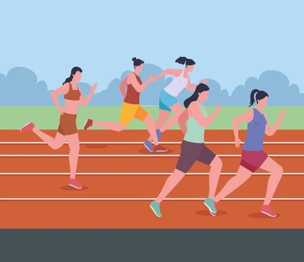 Kobiet sportowców w maratonie — Wektor stockowy