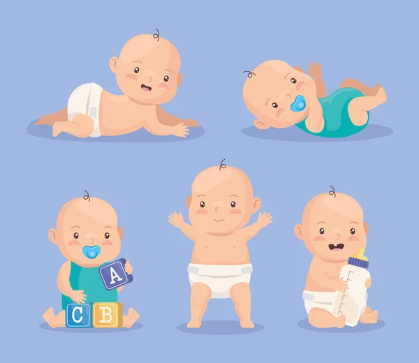 Cute little baby boys — Stock Vector