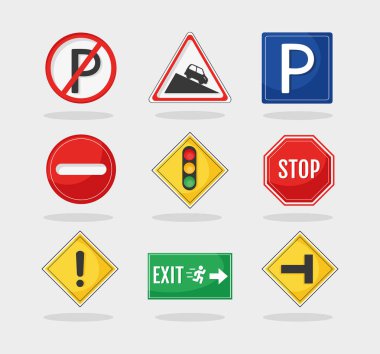 Trafik yolu dokuz işaret